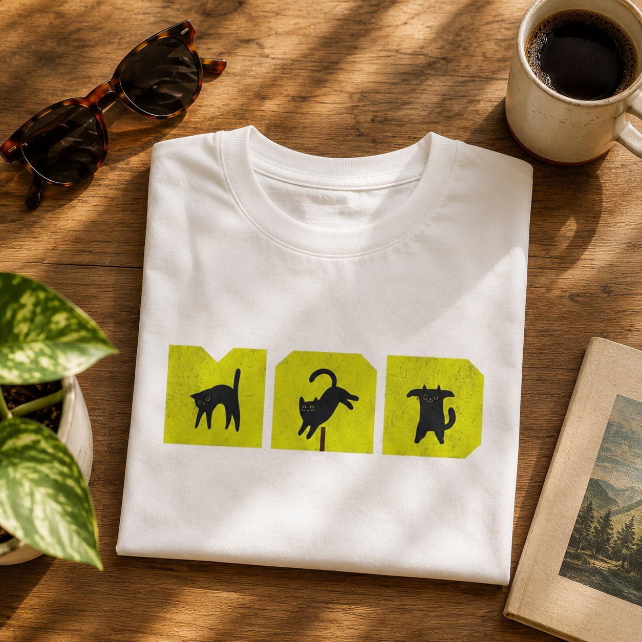 MAD Oversized Cat Print Tee